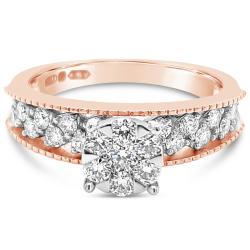 Rose And White Gold Ring With Natural Diamonds